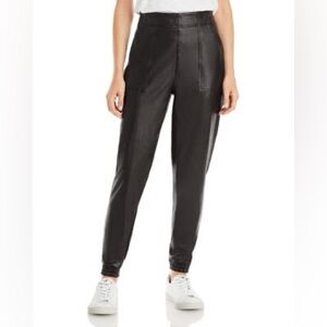 Spanx Black Faux Leather Like Joggers High Rise Pull On Women Size XL Shapewear